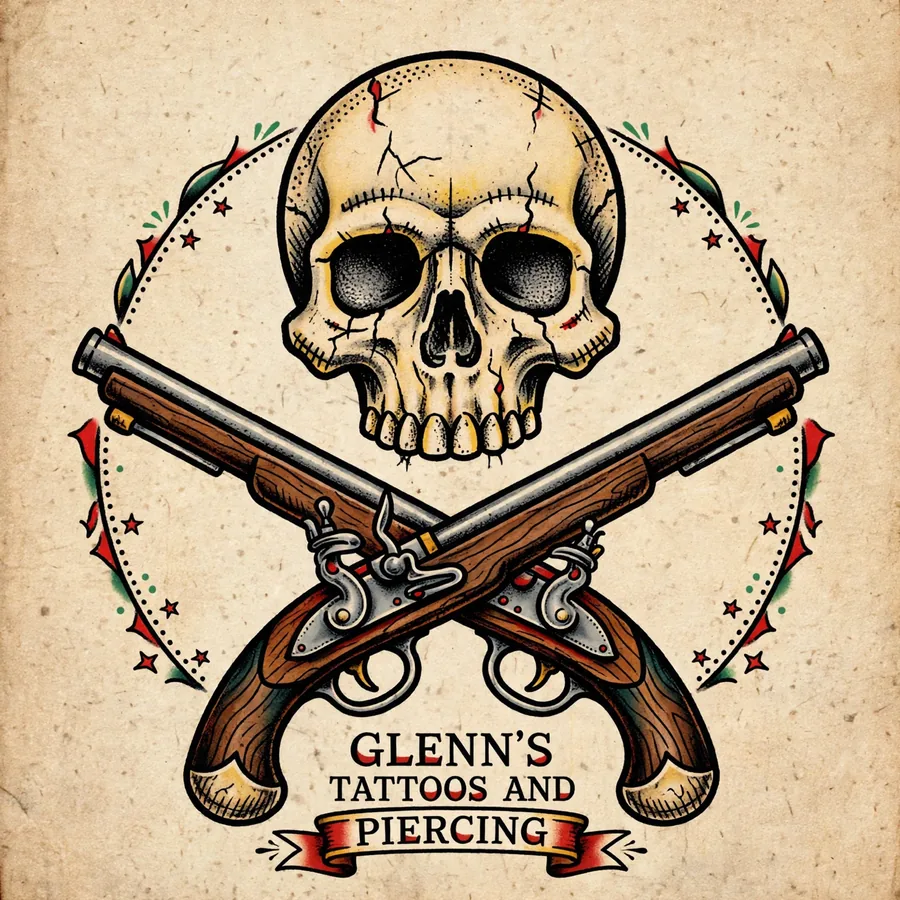 Glenn's Tattoos and Piercing branding artwork